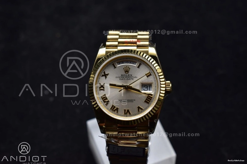 President V5 Steel Silver Best 699 DayDate vr3255 Weight) YG with Edition (Gain QF on Durable Bracelet 904L Dial 36 Roman Markers 0301